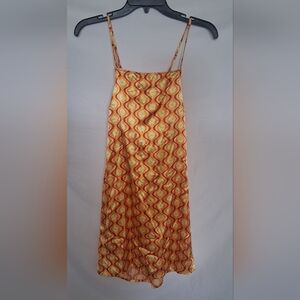 Vibrant Yellow and Red Patterned Skirt